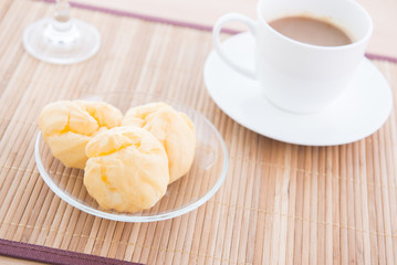 choux pastry and coffee