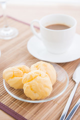 choux pastry and coffee for break time