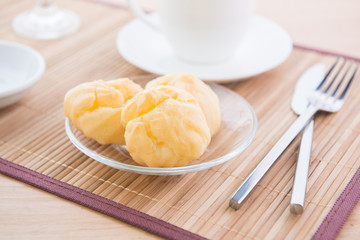 choux pastry and coffee for break time