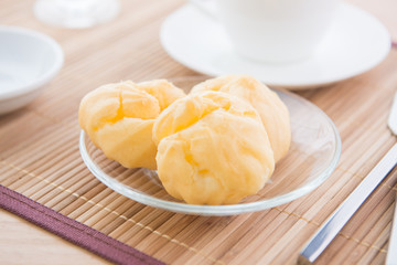 choux pastry and coffee for break time