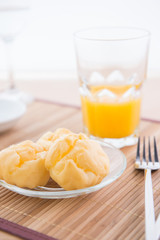 choux pastry and orange juice for break time