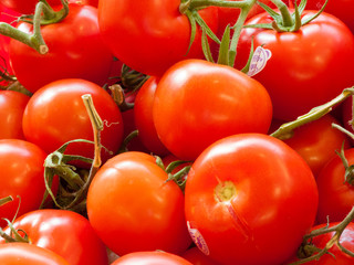 Tomatoes for sale at a market stall