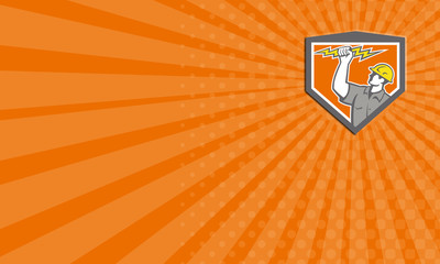 Obraz premium Business card Electrician Wield Lightning Bolt Side Crest