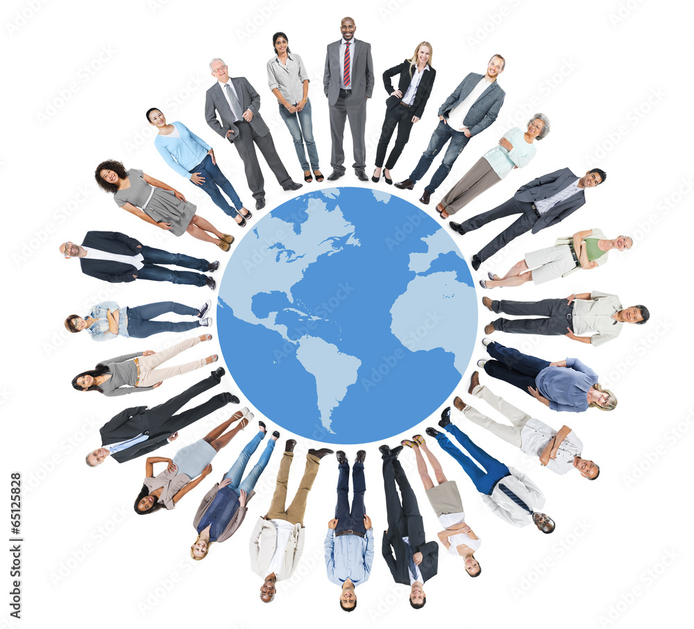 Wall mural multiethnic group of people with global communication - Wall murals