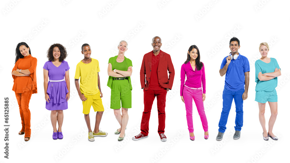 Poster Group of Diverse Multiethnic Colorful People - Posters