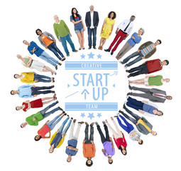 Multiethnic Group of People with Start Up Concept