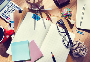Designer's Desk with Architectural Tools and Notebook