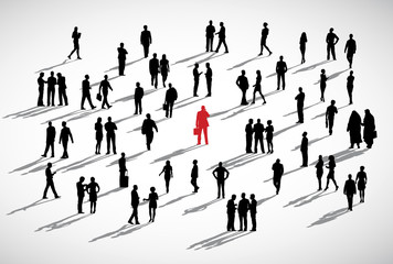 Businessman Standing out of the Crowd