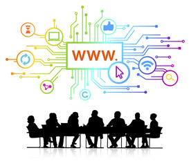 Vector of Business People Discussing About Worldwide Web