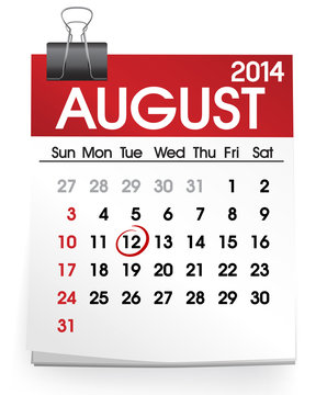 Vector of August 2014 calendar
