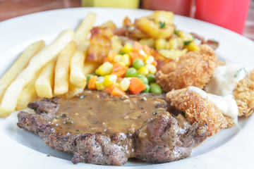 Pork Steak and Fish fried