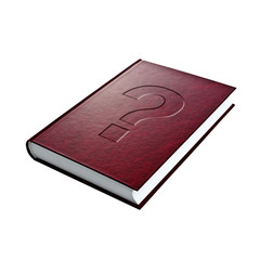 Question mark on hardcover booke