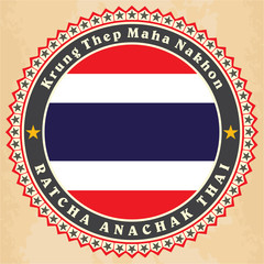 Vintage label cards of Thailand flag