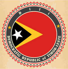 Vintage label cards of East Timor flag.