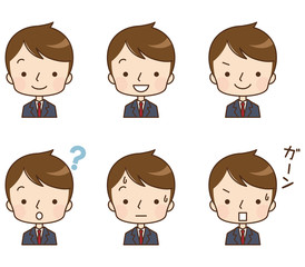 男性　顔　表情　セット