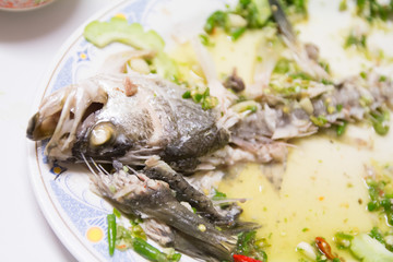 Freshwater fish steamed