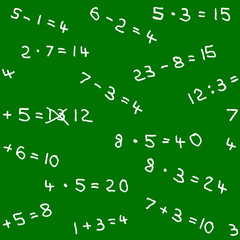 Mathe Aufgaben auf einer Tafel als nahtloses Muster
