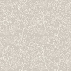 Abstract seamless floral pattern contour. - 65129263