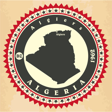 Vintage label-sticker cards of Algeria.