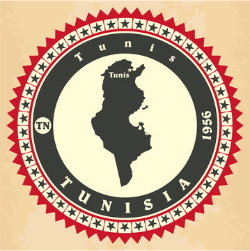 Vintage label-sticker cards of Tunisia.
