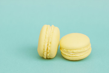 Sweet  french macaroons on retro-vintage background