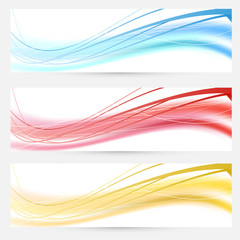 Set of bright abstract wave lines cards