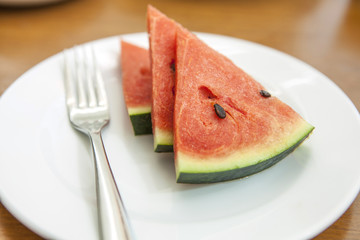 Watermelon with fork