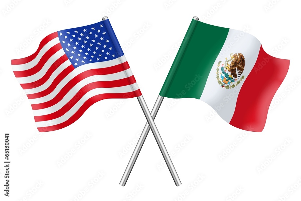 Wall mural flags : usa and mexico