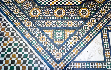 Traditional Arabic marble and mosaic tiled floor