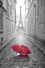 Fototapeten Blick auf den Eiffelturm von der Straße von Paris © cranach
