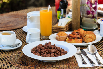 continental breakfast with croissants