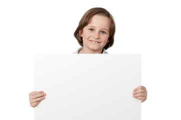 Fototapeta premium schulkind mit werbetafel