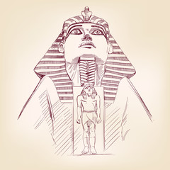 Tutankhamun Egyptian Pharaoh  vector llustration - obrazy, fototapety, plakaty