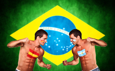 Football fans are ready for fight over brazilian flag background