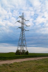 Electricity pylons placed on the field