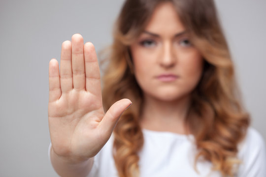 Female Hand Stop Sign