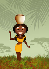 African woman carrying water