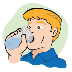 Man drinking water in cup