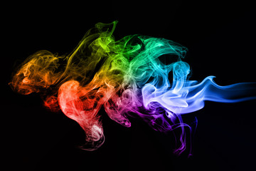 Colorful creative smoke waves on black background