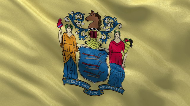 US State Flag Of New Jersey Waving In The Wind - Loop