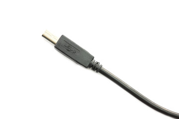 Black USB Plug isolated on white background.