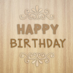 Happy Birthday on wooden texture background