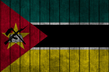Naklejka premium Illustration with flag in map on grunge background - Mozambique