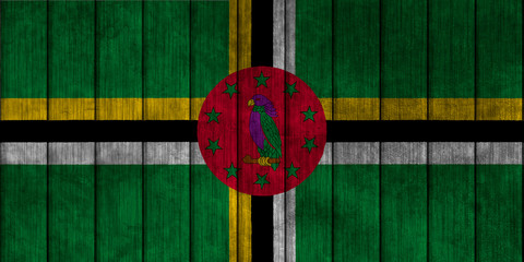 Illustration with flag in map on grunge background - Dominica