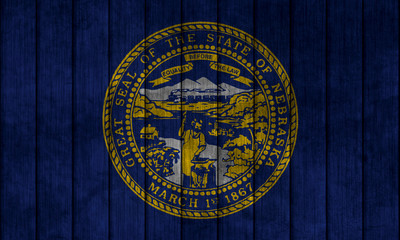 Illustration with flag in map on grunge background - Nebraska