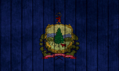 Illustration with flag in map on grunge background - Vermont