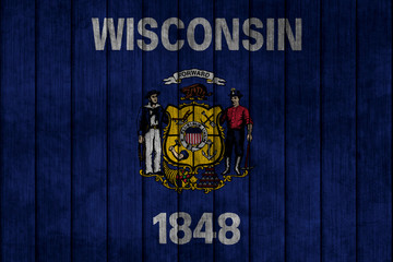 Fototapeta premium Illustration with flag in map on grunge background - Wisconsin