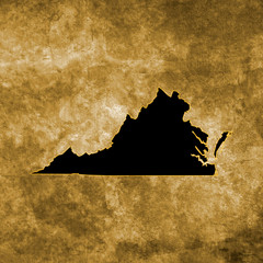 Grunge illustration with the map of Virginia