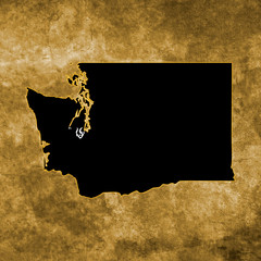 Grunge illustration with the map of Washington