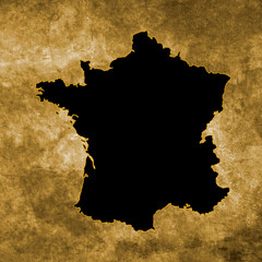 Grunge illustration with the map of France